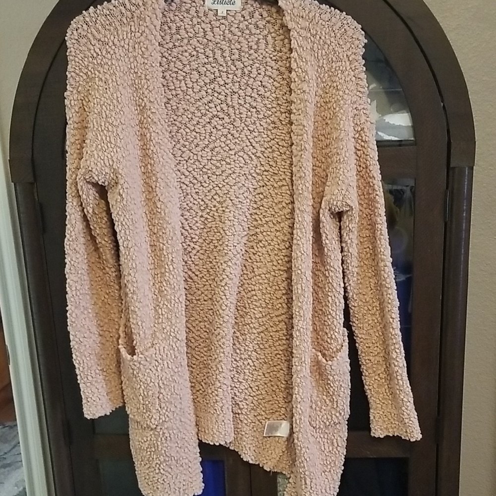 Listicle Textured Pink Cardigan